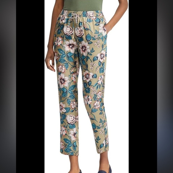Lauren Ralph Lauren Satiny Floral Pull On Ankle Pant Size 4 - Picture 1 of 8